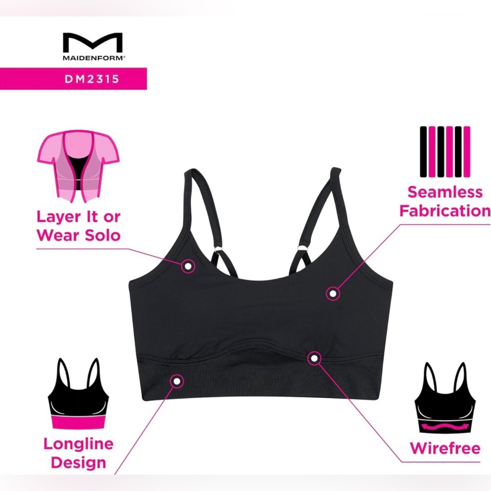 NWT Maidenform Women's M Seamless Crop Tank Wireless Bralette Size Medium - Picture 8 of 9